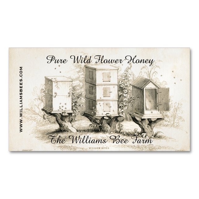 Vintage Bee Hives Custom Business Magnet (Front)