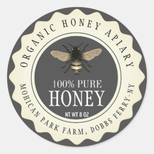 Vintage Bee Honey Jar Custom Label