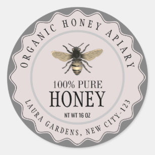 Vintage Bee Honey Jar Custom Label