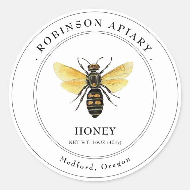 Vintage Bee Honey Jar label (Front)