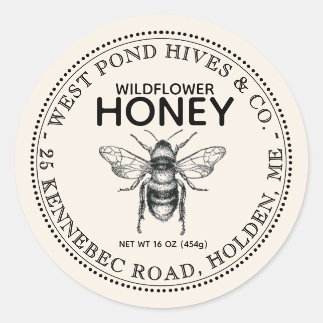 Vintage Bee Honey Label (Front)