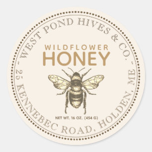 Vintage Bee Honey Label & 5 options for NET WT