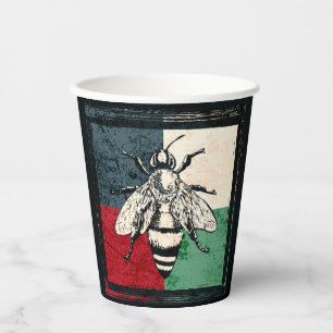 Vintage Bee Insect Colourful Illustration Paper Cups