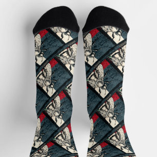 Vintage Bee Insect Colourful Illustration Socks