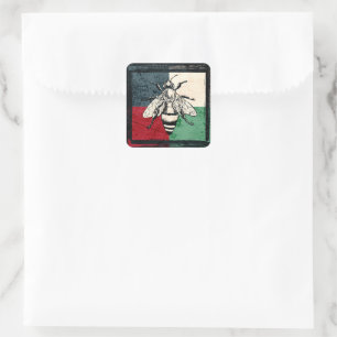 Vintage Bee Insect Colourful Illustration Square Sticker