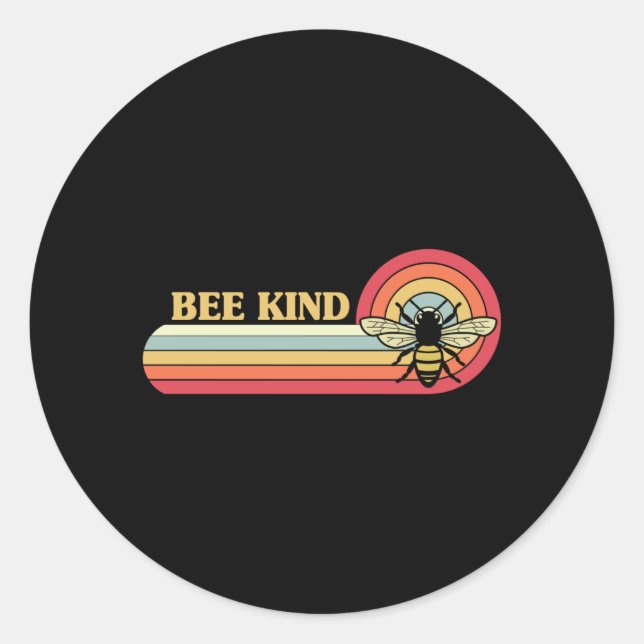 vintage bee kind classic round sticker (Front)