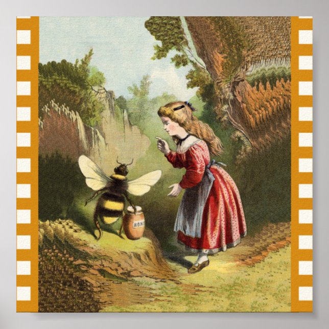 Vintage Bee Little Girl Honey Pot Poster (Front)
