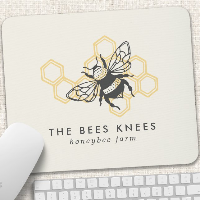 Vintage Bee Logo Rustic Honeybee Mouse Pad (Creator Uploaded)