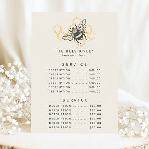 Vintage Bee Logo Rustic Honeybee Service Price Menu