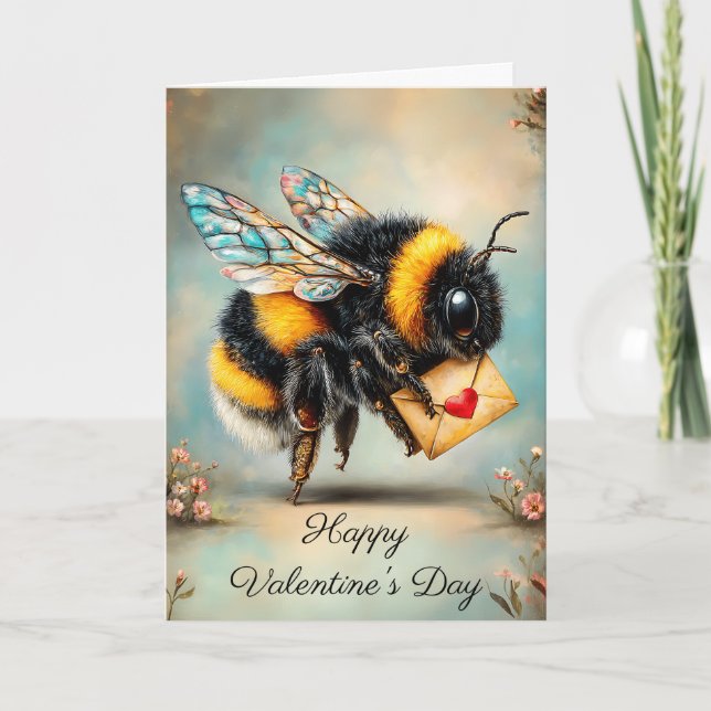 Vintage Bee Love Messenger Card (Front)