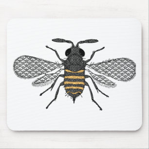 vintage bee mouse pad