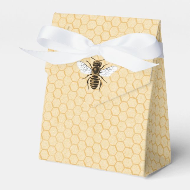Vintage Bee on Honeycomb Favour Box (Front Side)