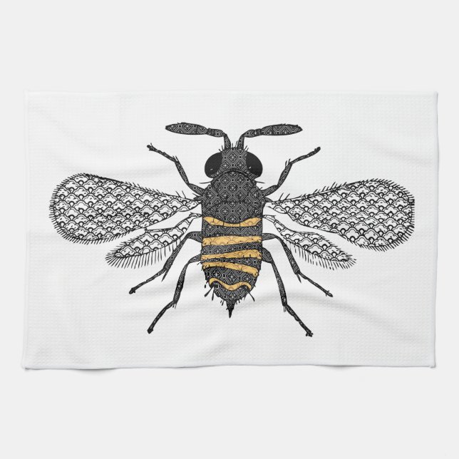 vintage bee tea towel (Horizontal)