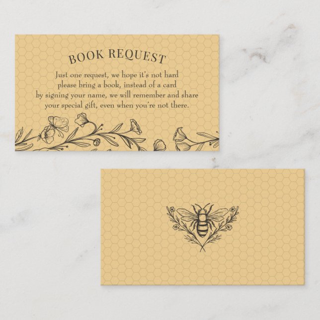 Vintage Bee Wildflower Book Request Insert Card (Front/Back)