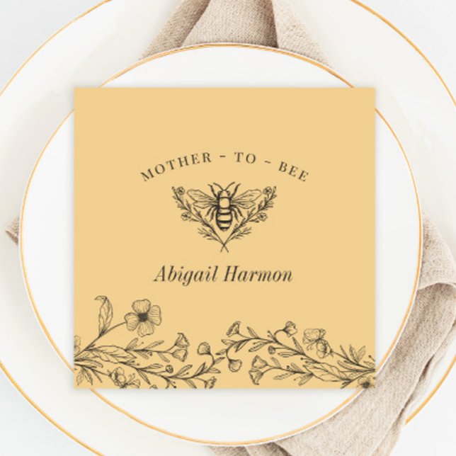 Vintage Bee Wildflower Yellow Shower Napkins (Creator Uploaded)