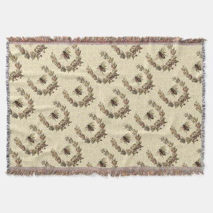 Vintage Bee Wreath II Throw Blanket