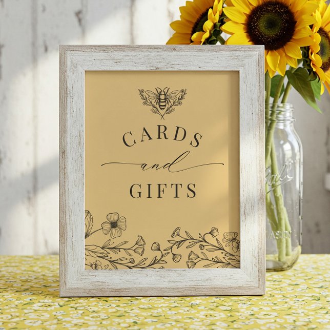 Vintage Bee Yellow Cards & Gifts Sign (Creator Uploaded)
