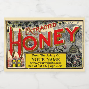 Vintage Beehive Apiary Extracted Honey Food Label