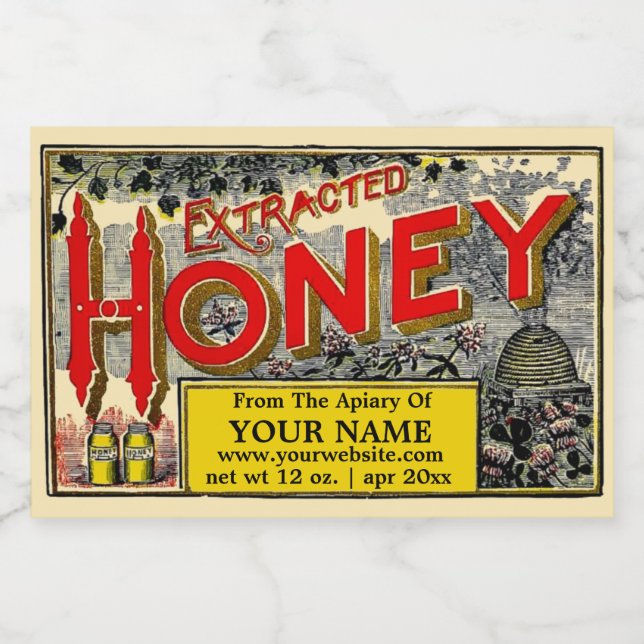 Vintage Beehive Apiary Extracted Honey Food Label (Single Label)