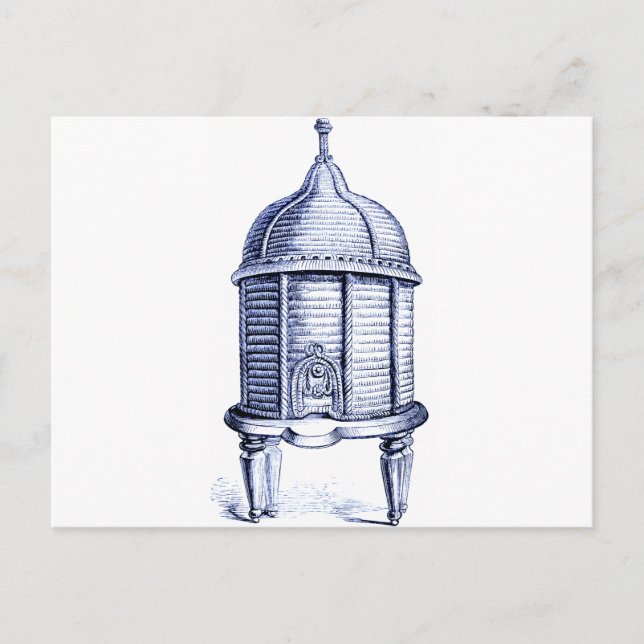 Vintage Beehive Blue Tint Postcard (Front)