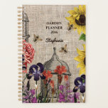 Vintage Beehive Floral Garden with Monogram Planner<br><div class="desc">Modern vintage design featuring botanical illustration beehive and glittering honey bees . The wording is set up in a template so you can change it to suit your needs .</div>