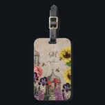 Vintage Beehive Honey Bee & Sunflower Monogram Luggage Tag<br><div class="desc">Modern vintage design featuring botanical illustration beehive and glittering honey bees . The wording is set up in a template so you can change it to suit your needs .</div>