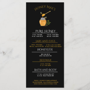 Vintage Beekeeper Honey Bee Menu