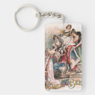 Vintage Beer Advertisement Poster Key Ring