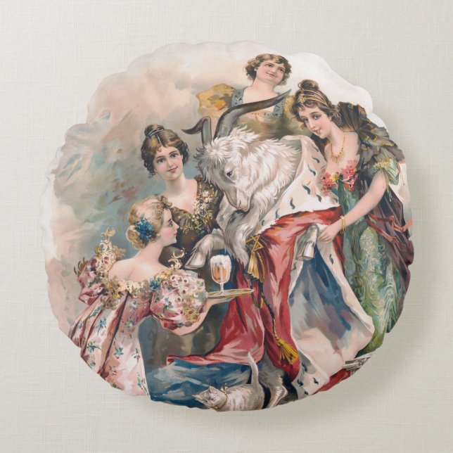 Vintage Beer Advertisement  Poster  Round Cushion (Front)