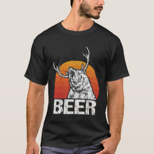 Vintage Beer Bear Mix Deer Drinking T-Shirt