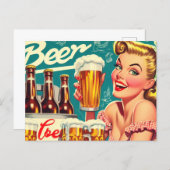 Vintage Beer Girl Illustration Postcard (Front/Back)