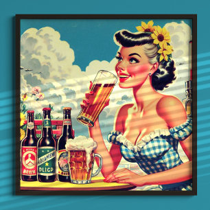 Vintage Beer Pin Up Poster