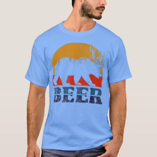 Vintage Beer Pun Beer Bear Deer Hunter Retro Funny T-Shirt