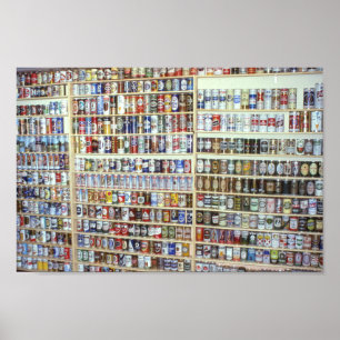 Vintage Beer, Wall of Beer Cans Brewery Drink Poster