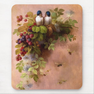 Vintage Bees, Birds, and Berries Mouse Pad