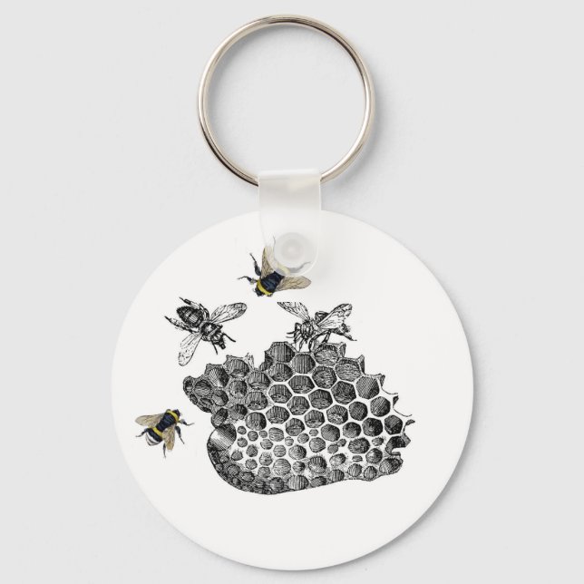 Vintage Bees Key Ring (Front)