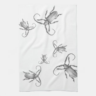 Vintage beetle illustration towel