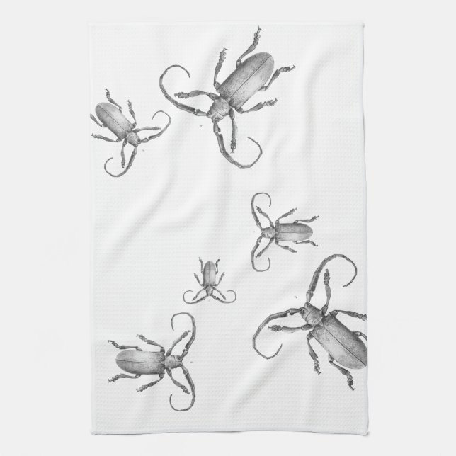 Vintage beetle illustration towel (Vertical)