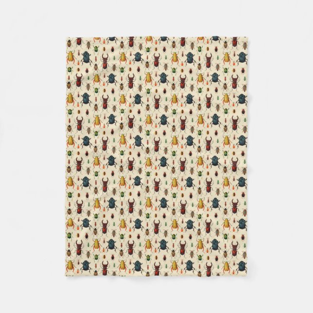Vintage Beetles Fleece Blanket (Front)