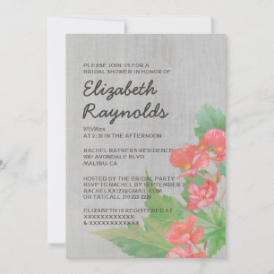 Vintage Begonia Bridal Shower Invitations
