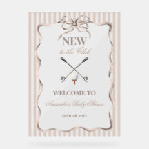 Vintage Beige Bow Gender Neutral Golf Baby Shower