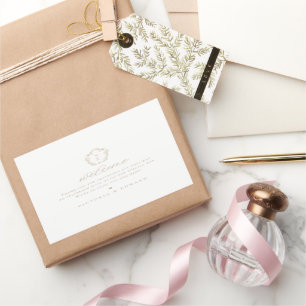 Vintage Beige Crest Monogram Wedding Welcome Rectangular Sticker