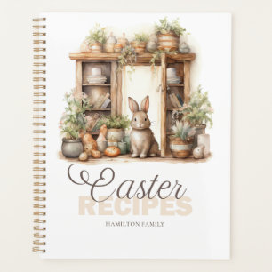 Vintage Beige Easter Rabbit Recipe Planner