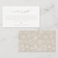 Vintage Beige Floral A Note On Gifts Wedding
