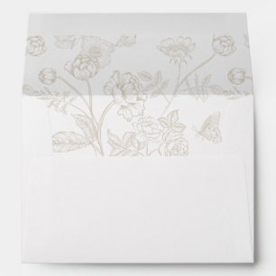 Vintage Beige Floral Wedding Invitation Envelope