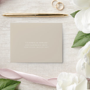 Vintage Beige Floral Wedding RSVP Envelope