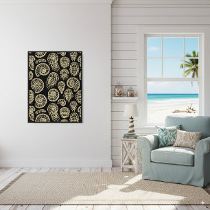 Vintage beige fossil trilobite ammonite pattern canvas print