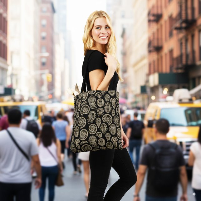 Vintage beige fossil trilobite ammonite pattern tote bag (Creator Uploaded)