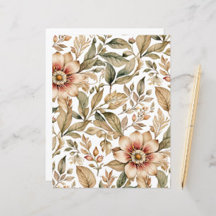 Vintage Beige & Green Botanical