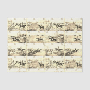 Vintage Beige Horse Riders and Hounds Hunting Tissue Paper